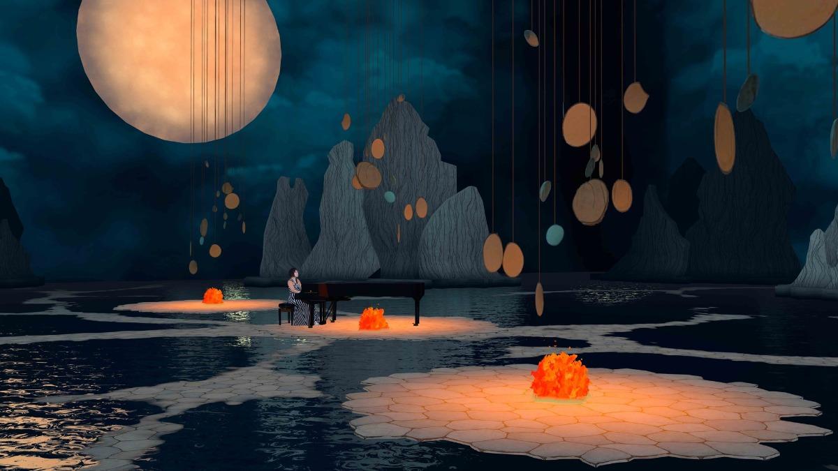 由HTC VIVE Arts監製、台英法合製的「與火共舞：王羽佳鋼琴藝術沉浸展」。（圖／翻攝自臉書＠HTC Taiwan﻿）