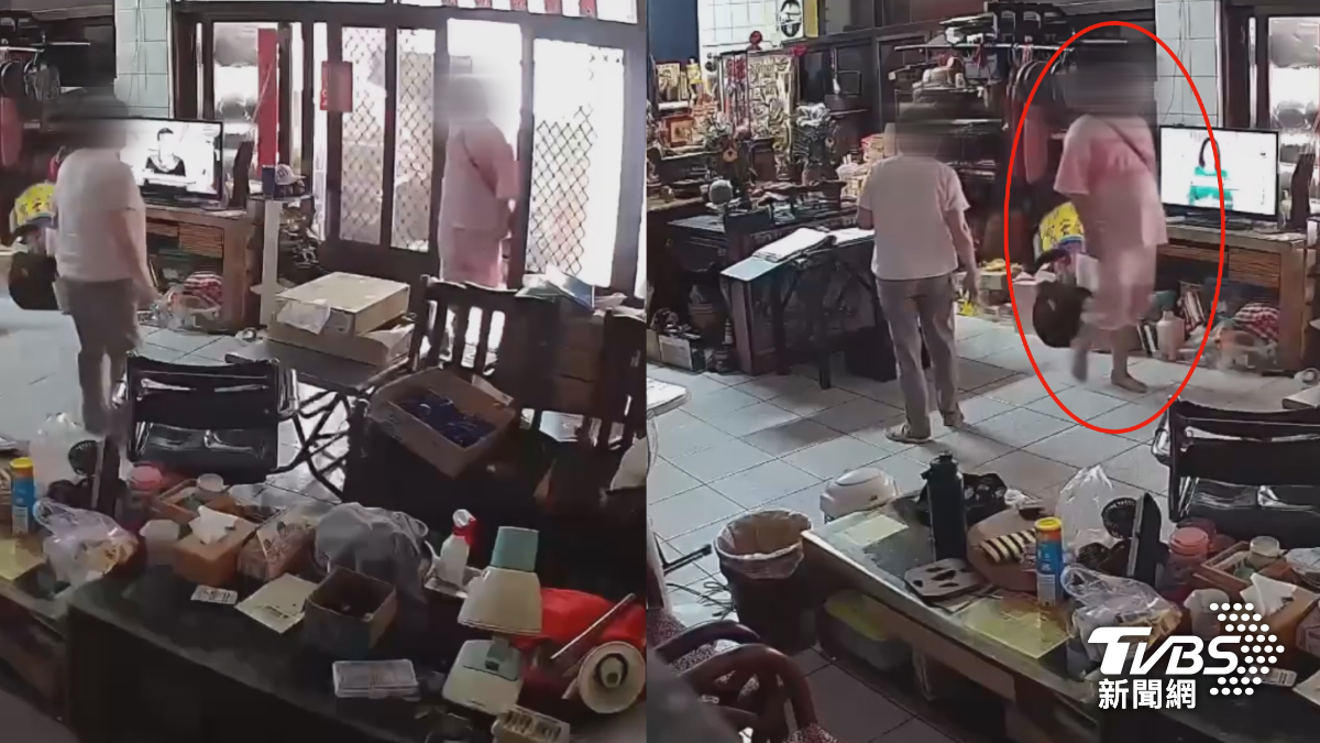 陌生男子當著屋主面前闖進民宅內,接著走向神明廳,到處晃、到處看,像沒事一樣在看電視,彷彿這才是他家(圖/翻攝Threads@qq72_94)