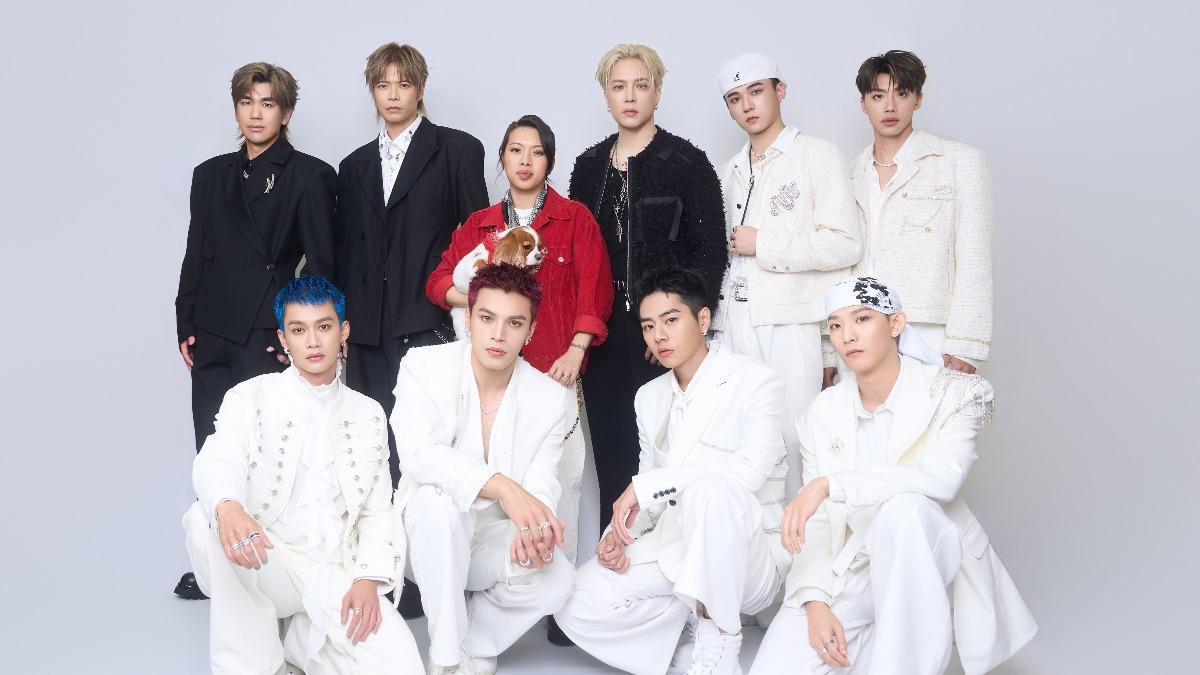 小橘(後排左起)、阿璞、Miss Ko葛仲珊、J.Sheon、祖安、文廷;子翔(前排左起)、哲言、佳辰、煥鈞。(圖/索尼音樂提供)