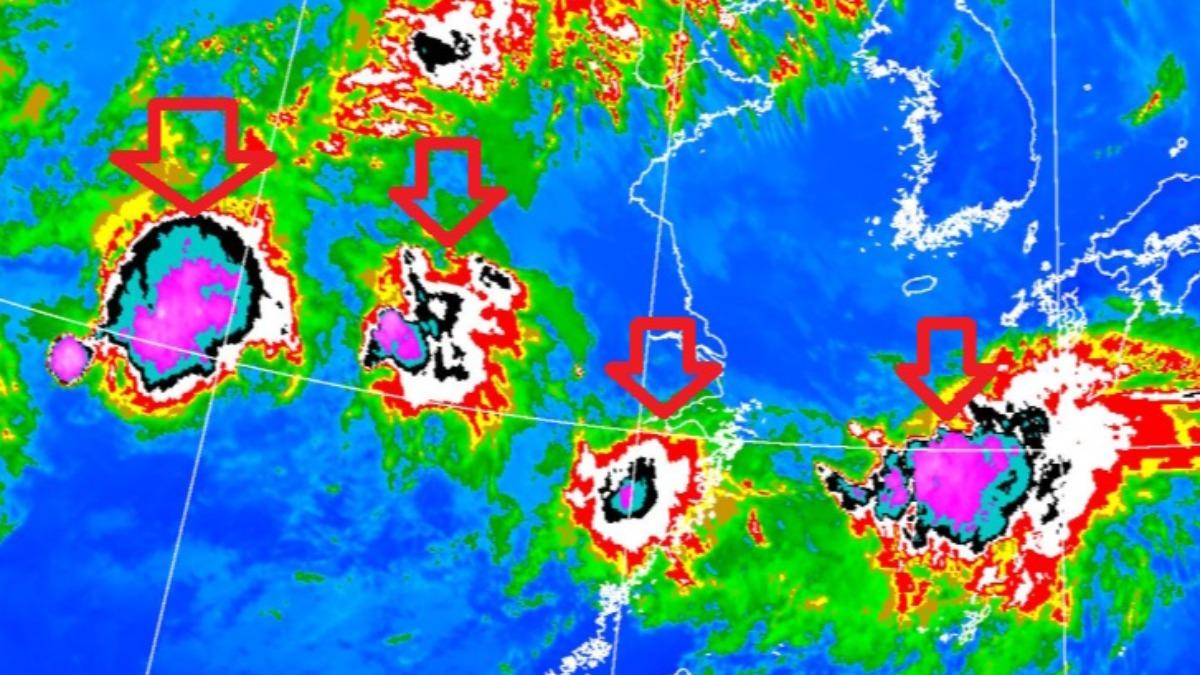 鄭明典發文示警，海面上已出現「排隊的雲團（雲簇）」。（圖／翻攝鄭明典臉書）