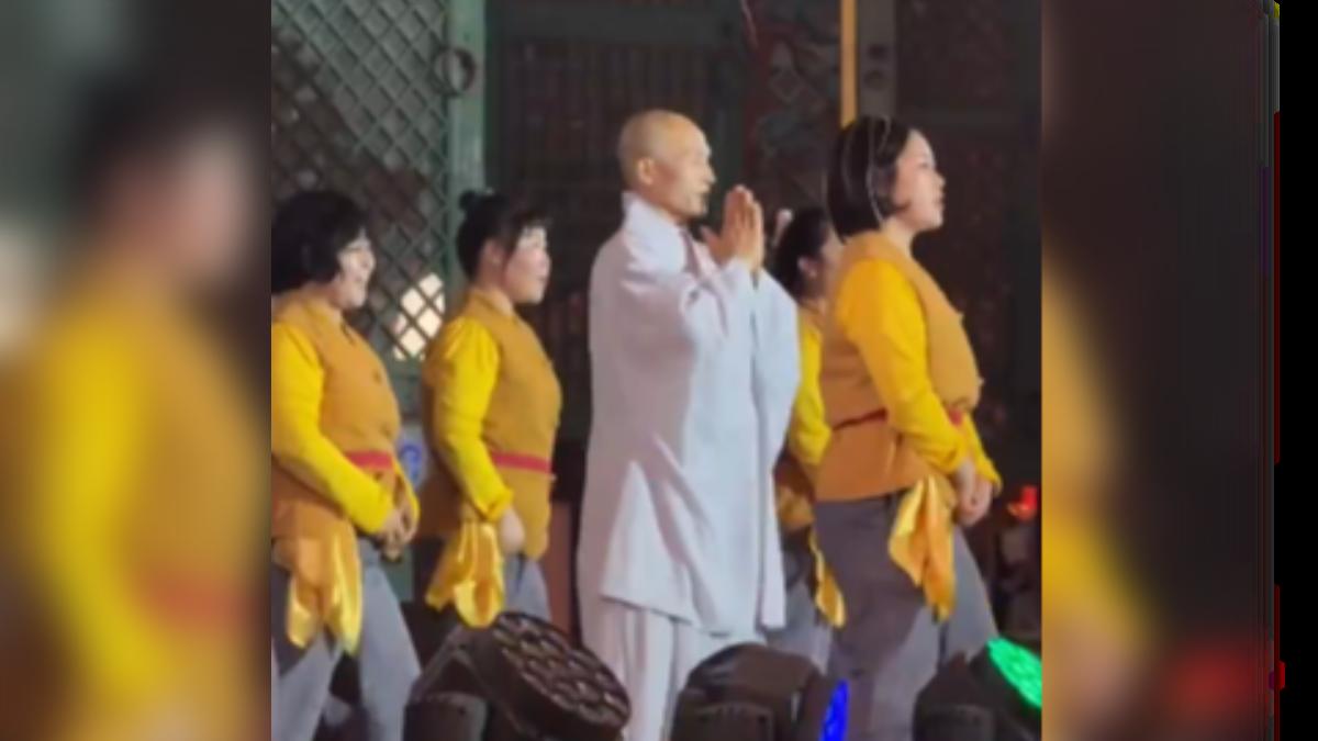  南韓首爾「曹溪寺」的住持大跳GD神曲，吸引上百萬網友瀏覽點閱。（圖／X@letsrockbeastar）         