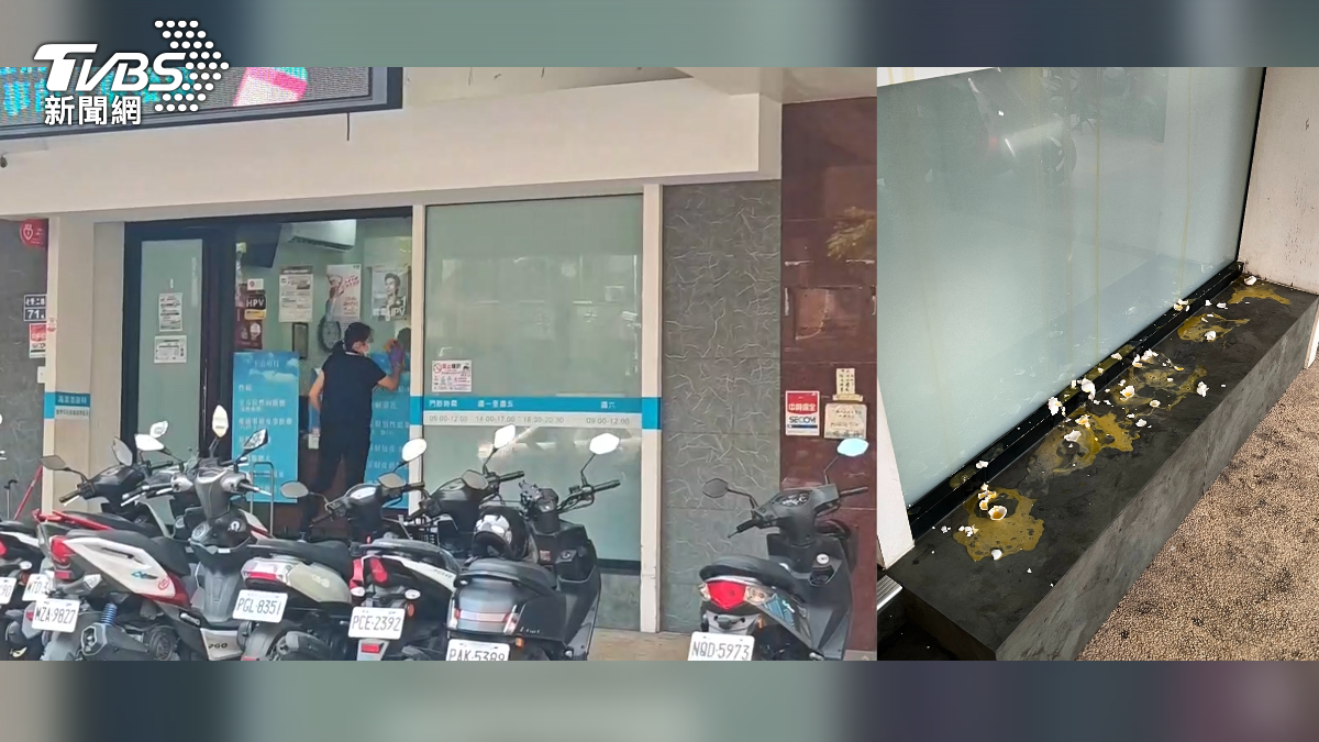 老翁不只犯案一次,3天前就曾到場,手法如出一轍,同樣拿著一大袋雞蛋狂砸洩憤,犯案後隨即前往警局自首。(圖/TVBS)