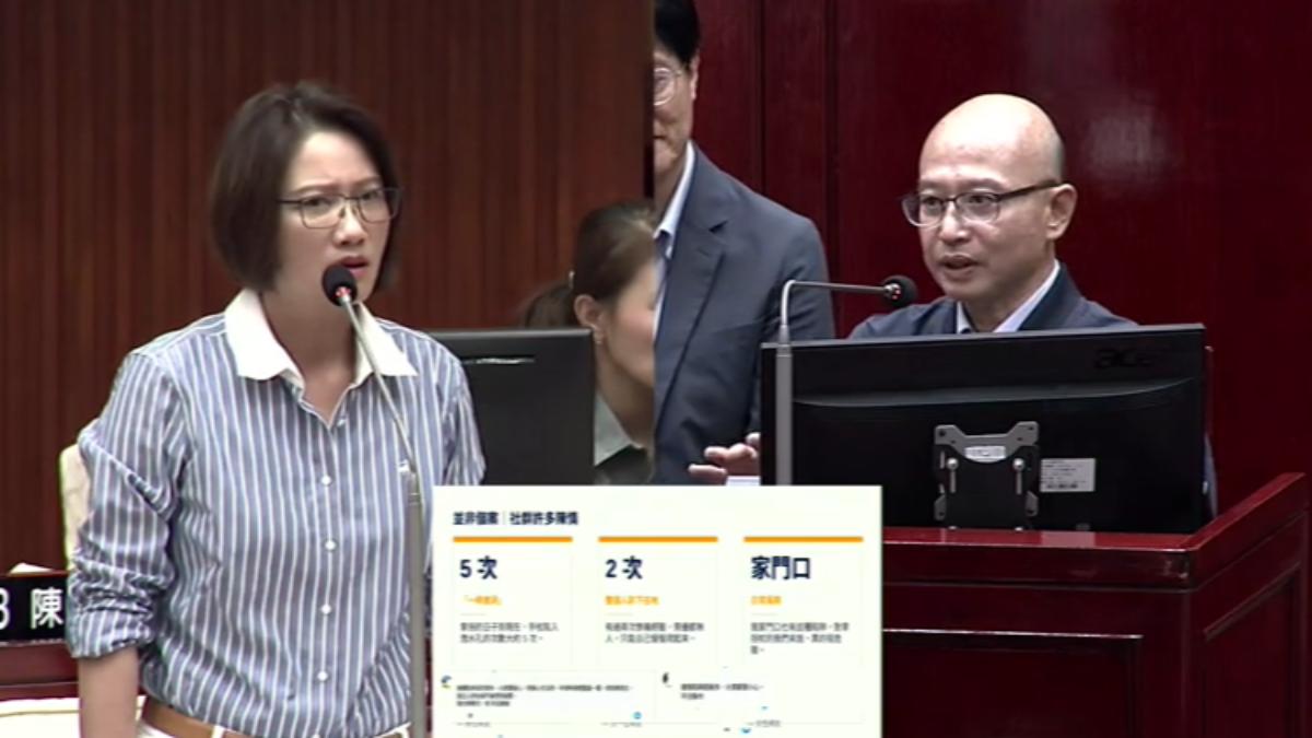 議員林延鳳指出，有身障者無奈自嘲，拄拐杖後已經「一桿進洞」5次。（圖／台北市議會）
