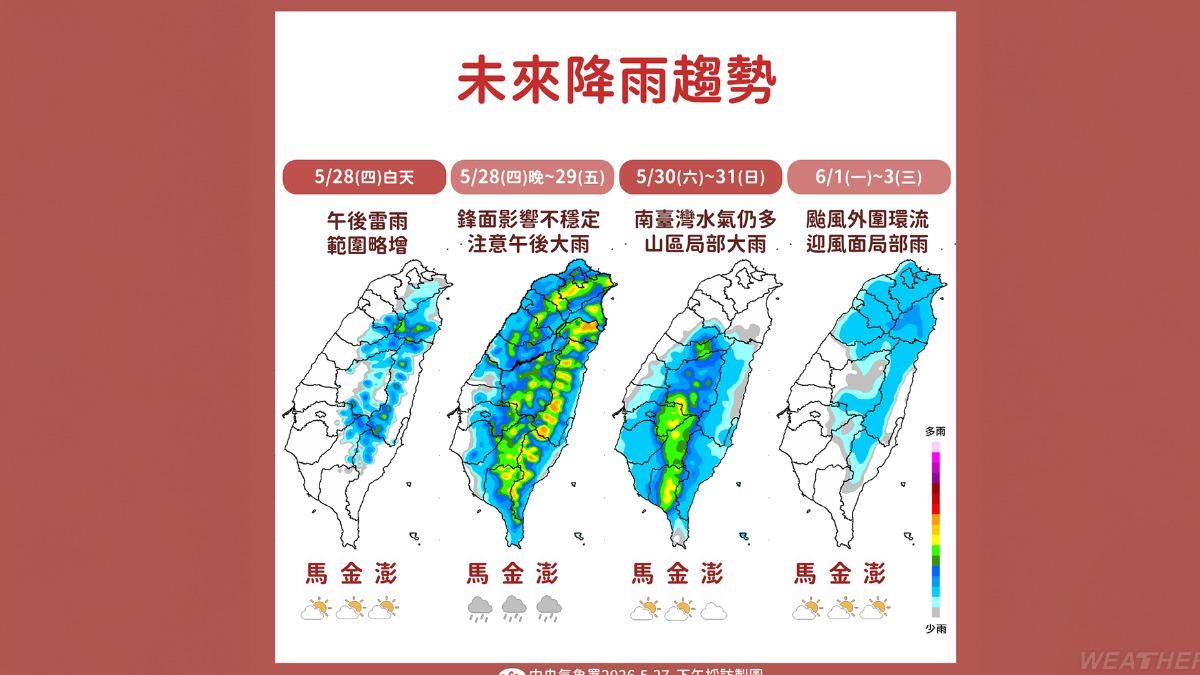未來降雨趨勢。(圖/中央氣象署)