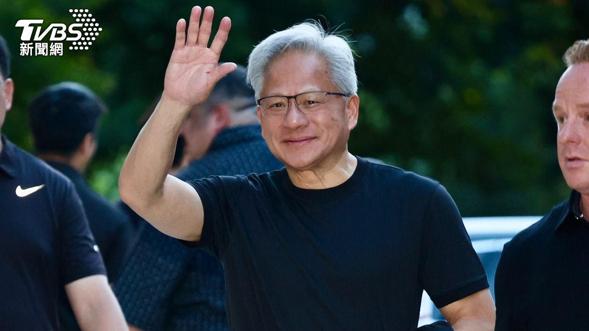 黃仁勳今（27）日晚間與廣達董事長林百里餐敘。（圖／華子琛攝）