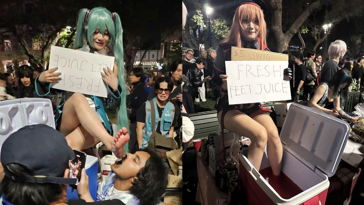 正妹Coser賣新鮮腳汁!1hr秒完售 粉絲排隊「張嘴等投餵」畫面曝