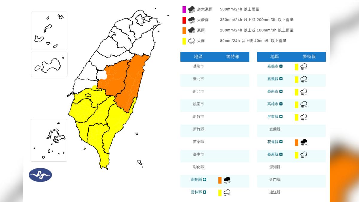 對流旺盛雨區往北移!9縣市發豪雨特報 防短延時強降雨