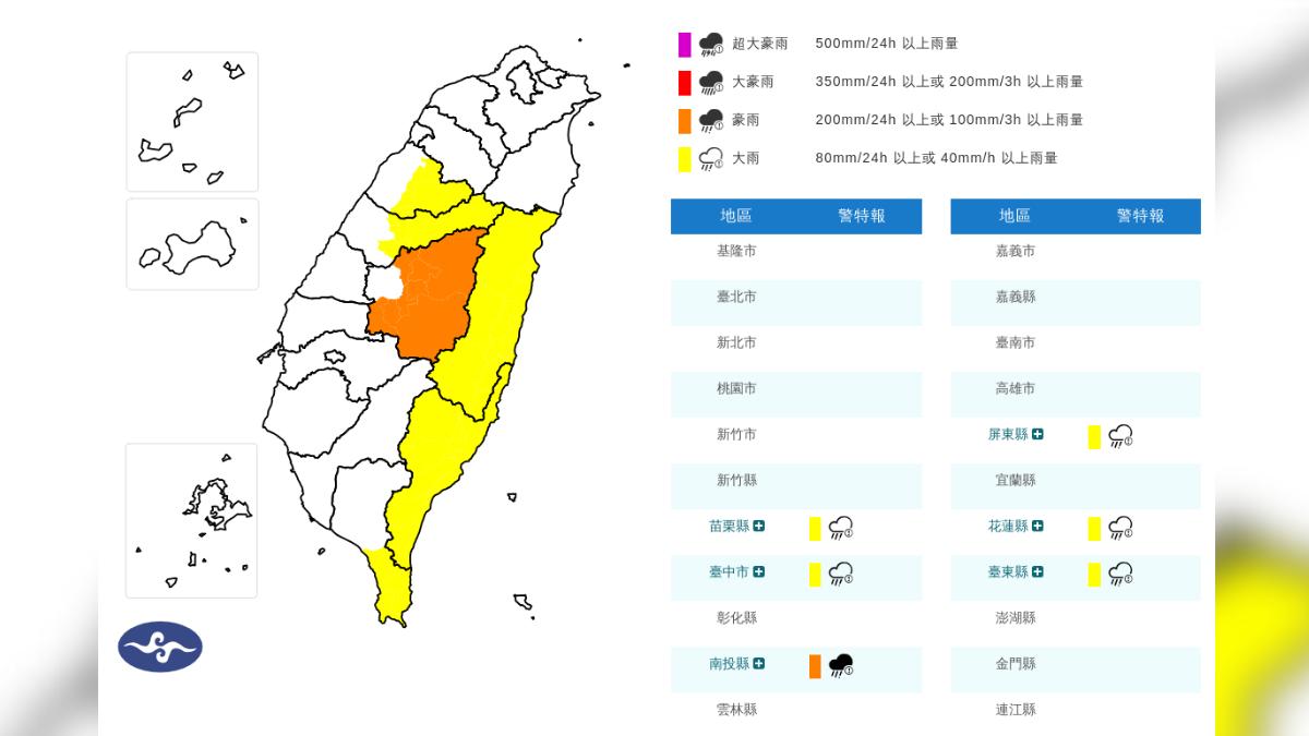 快訊/「6縣市」豪雨特報!雨彈狂下到明晨 最新警戒地區曝
