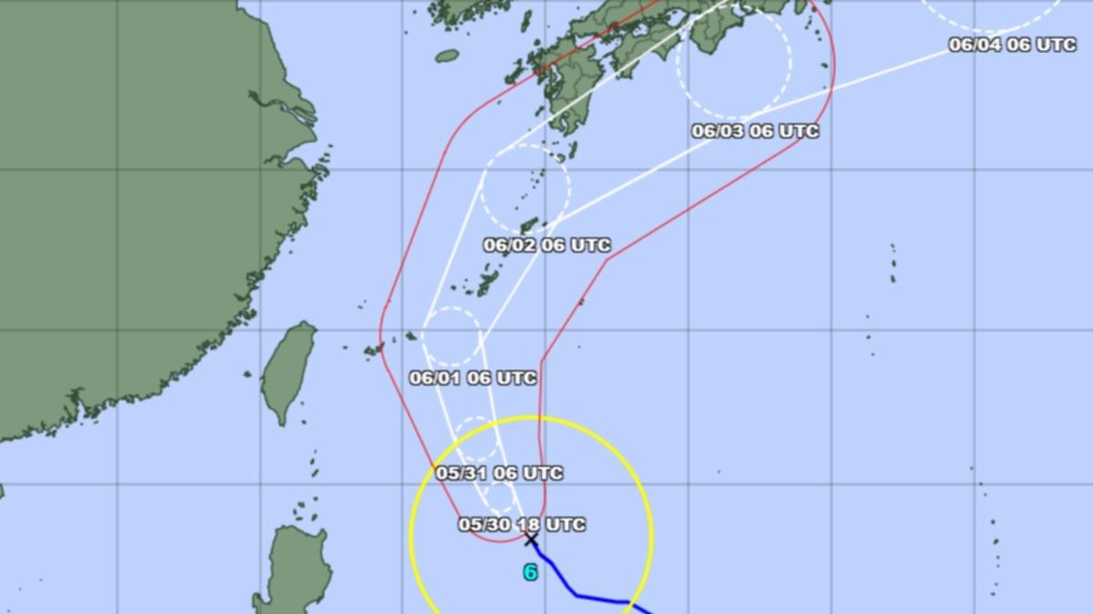 今年第六號颱風正在逼近沖繩。（圖翻攝自／日本氣象廳）