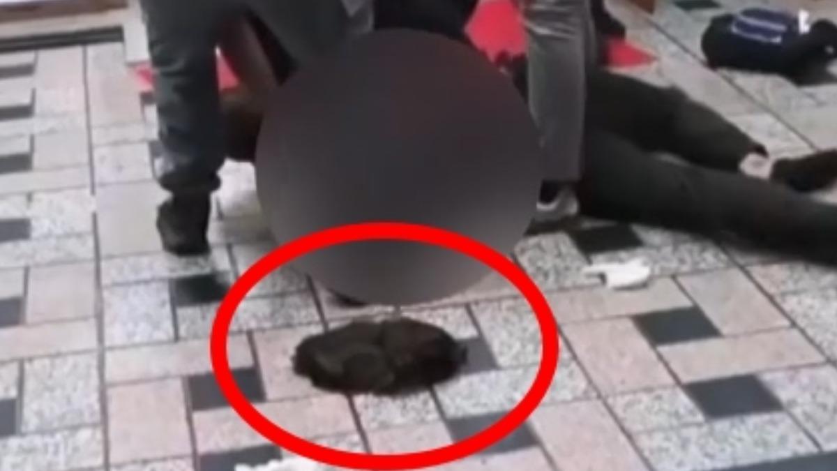 嫌犯的假髮掉落。(圖/Threads網友授權提供)