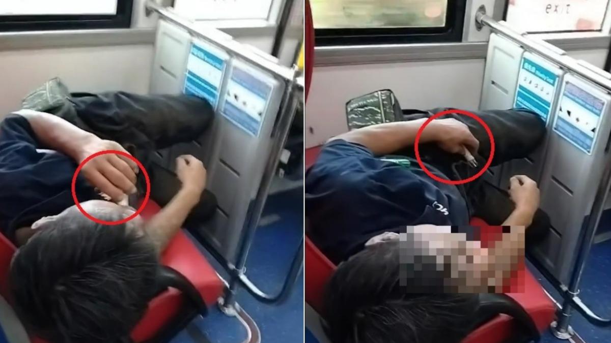  男子疑似在車上抽電子煙，乘客直言模樣宛如「喪屍」。（圖／翻攝Threads）