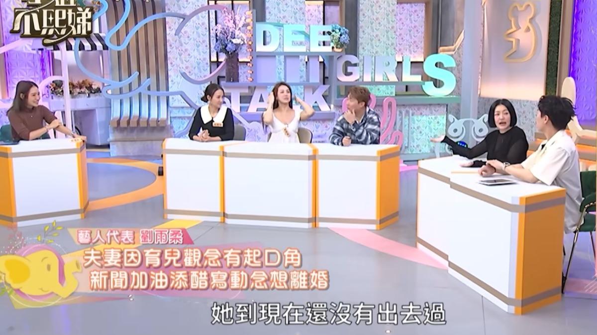 劉雨柔(左三)和楊皓如(左)罕見同台。(圖/翻攝自小姐不熙娣YT)