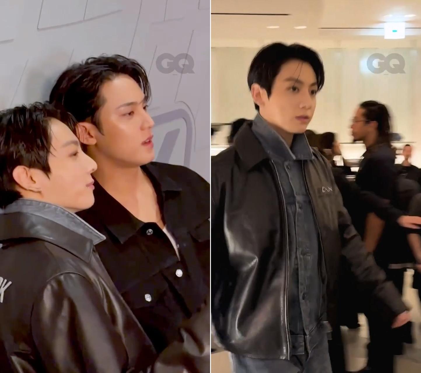 柾國驚喜現身CK原宿旗艦店,也跟珉奎合體。(圖/翻攝自gq_korea IG)