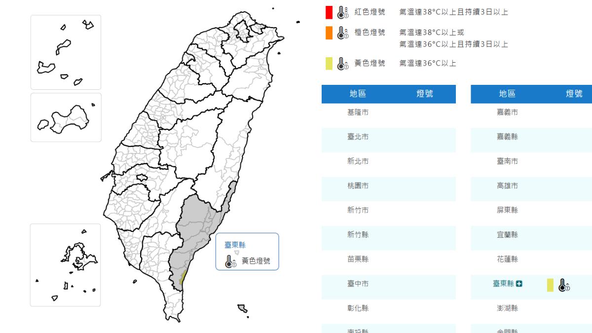 天氣/西南風沉降熱爆!氣象署高溫資訊:台東飆36度