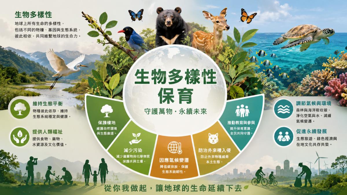 保育生物的多樣性有其必要性,當生物多樣性流失將衝擊生態系統的運作。(圖/ChatGPT 生成)