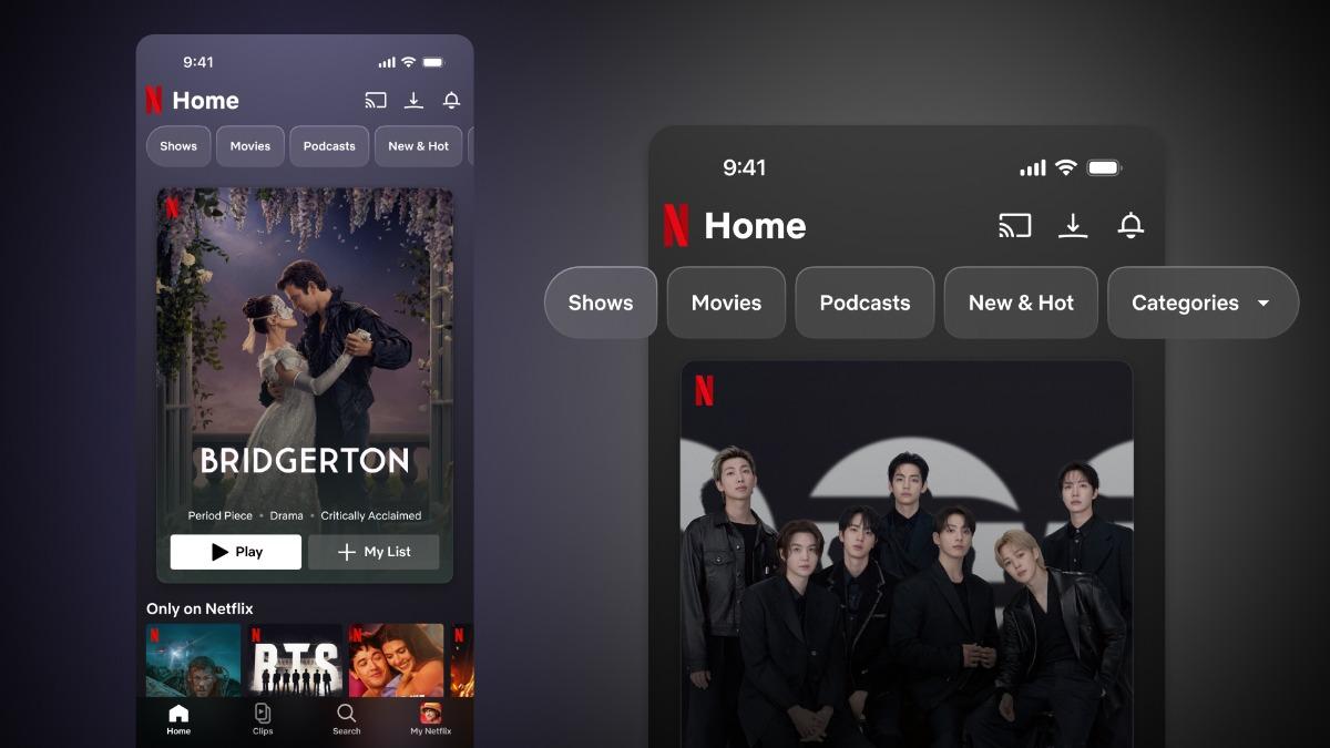 Netflix於行動裝置改版,推出直式影片牆。(圖/Netflix提供)
