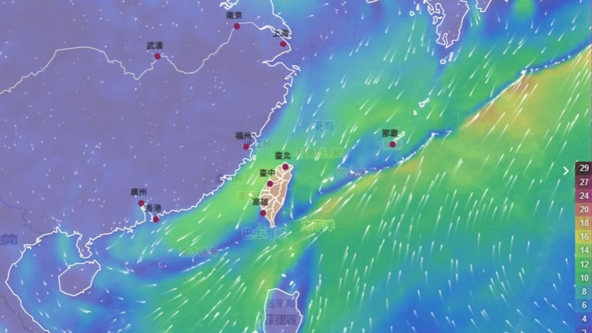 風場預測圖驚現「神祕藍色結界」?氣象署揭:兩股氣流交鋒
