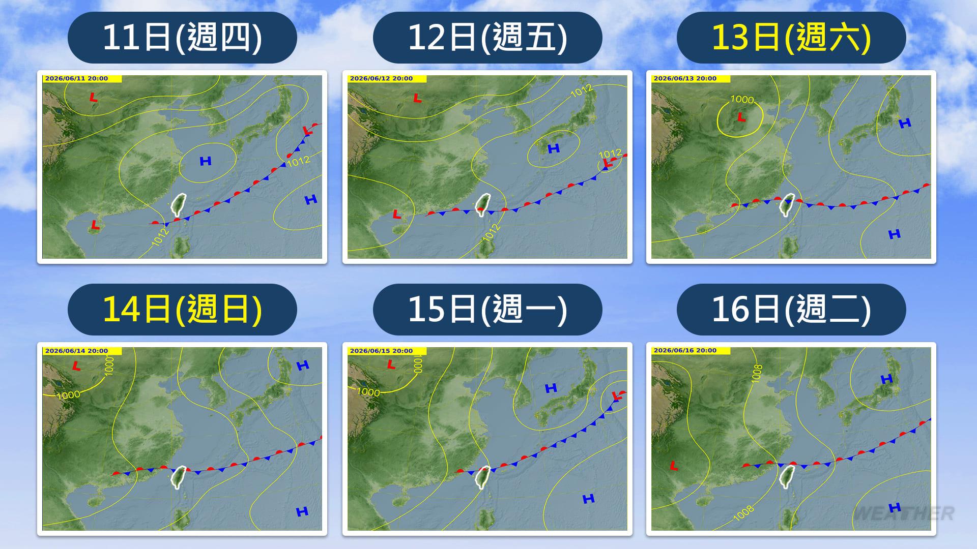 一週鋒面示意圖。（圖／中央氣象署）