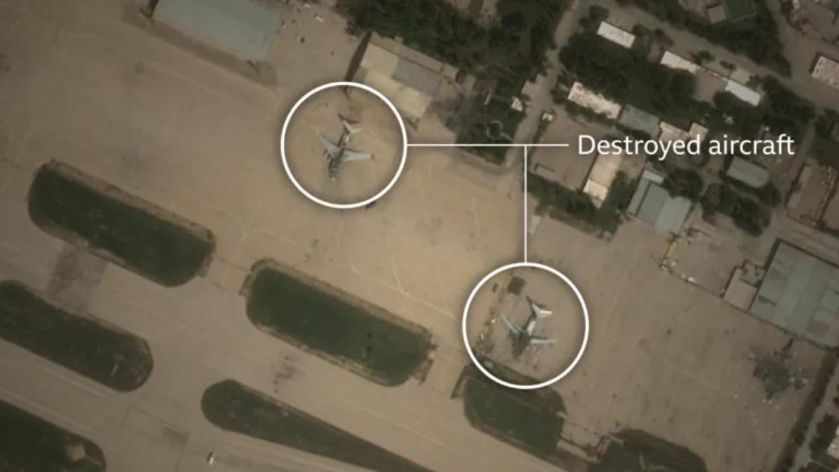 伊朗空軍基地遭到襲擊。（圖／翻攝自Vantor）