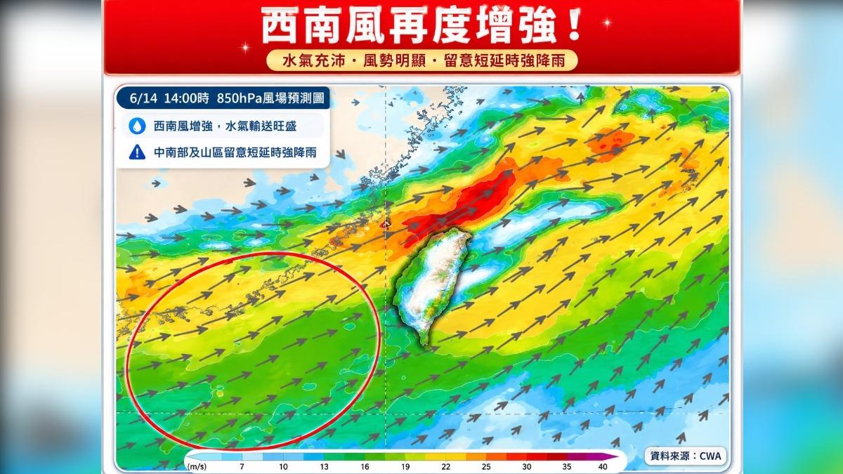 天氣/西南風狂灌水氣!專家示警「大氣瘋狂釋放」 全台雨彈開炸