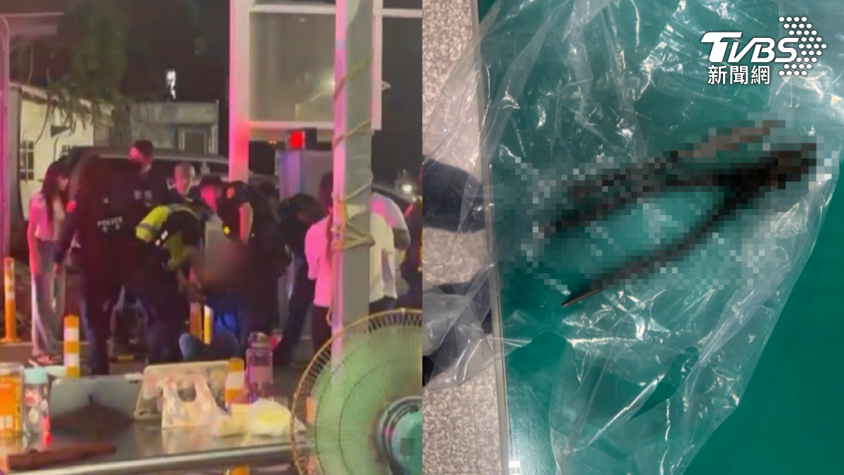 三人持續壓制林姓男子直到警方抵達,員警隨後將人上銬帶走(圖/民眾提供)