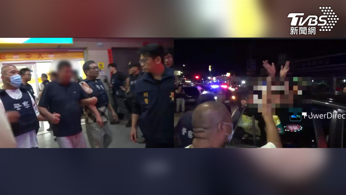 林姓男子在對峙期間，點名要找配天宮董事長蔡承宗及嘉義縣議員蔡政宜，經過2人到場協助勸說，林姓男子終於在14日凌晨12點30分棄械投降，被警方帶回偵辦。（圖／TVBS）