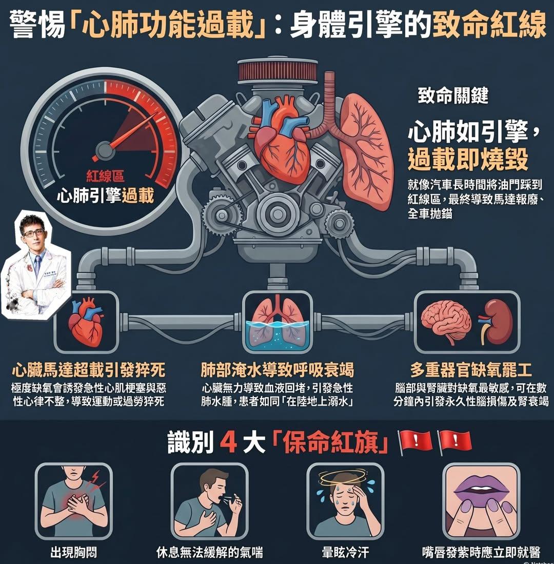 心肺功能過載是身體引擎的致命紅線。(圖/曾國翔醫師提供)