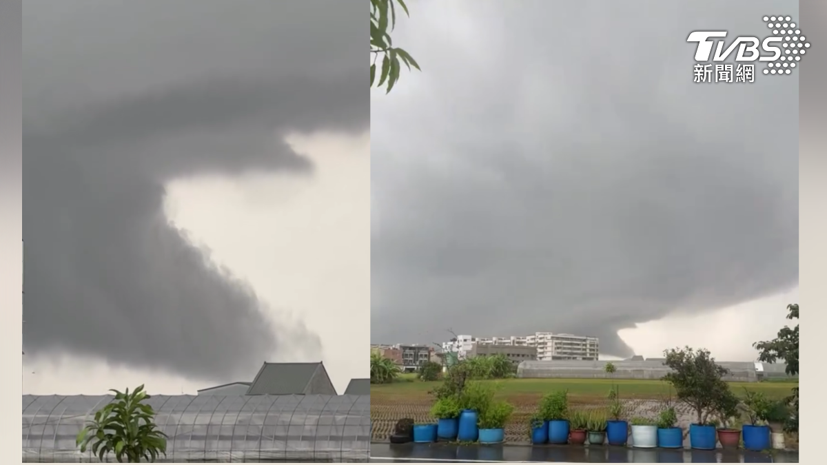 嘉義縣水上鄉天空日前出現奇異景象，民眾拍下一團巨型黑雲，遠看宛如黑煙狂冒（圖／翻攝 threads@09cow）