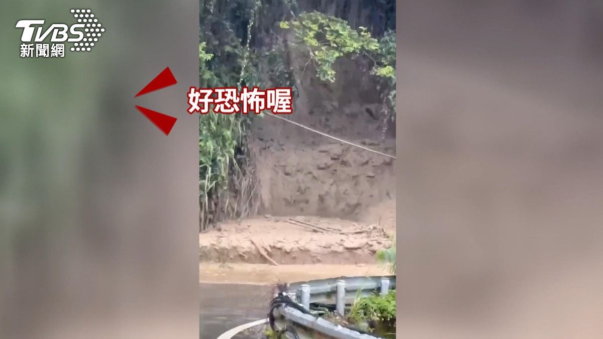力行產業道路又崩了！2處嚴重坍方　青山「被剖開」畫面曝