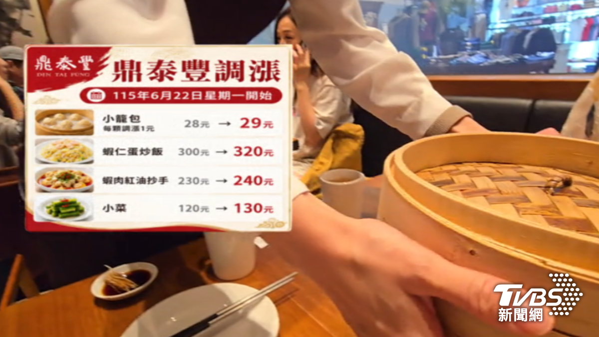 鼎泰豐6月22日起調漲部分餐點價格。（圖／TVBS）