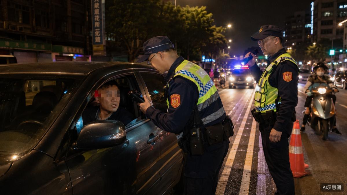 攔查疑似毒駕,第一線員警面臨執法界線考驗。(圖/AI)