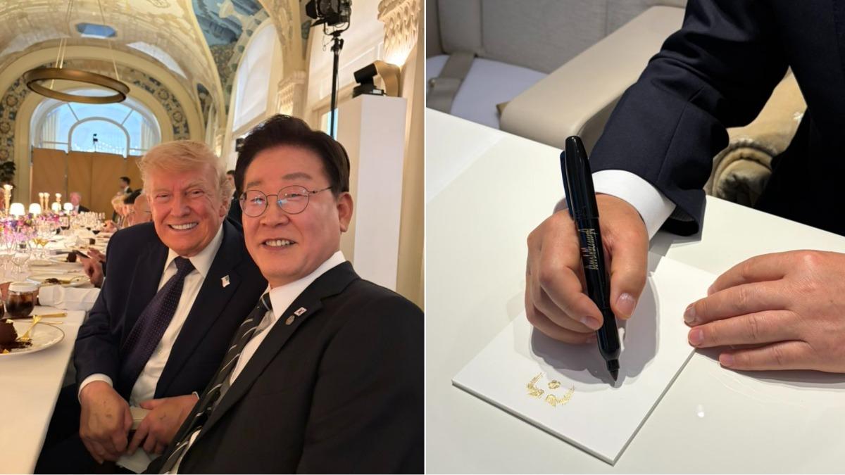 李在明G7「揪川普自拍」!被邀打高爾夫 獲贈簽字筆淵源曝