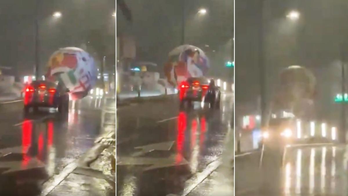 世界盃最強宣傳?巨型充氣足球「街頭狂奔」 猛撞汽車畫面曝光