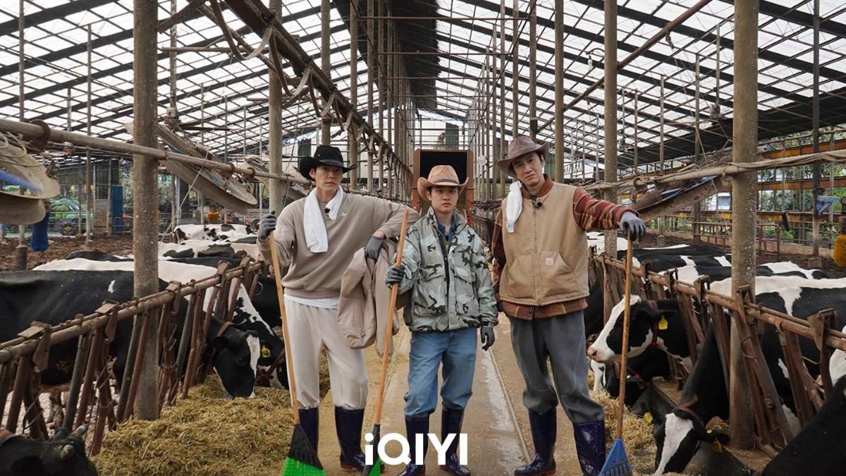李光洙（右一）、金宇彬（左一）、都敬秀再次合體錄製《豆豆農場》。（圖／愛奇藝國際站提供）