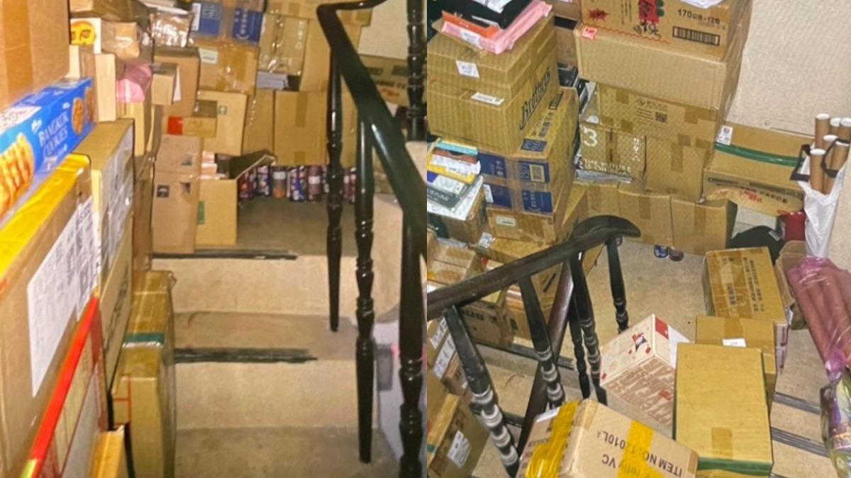 許男的周邊雜物堆滿家中及公共空間,常讓鄰居感到頭痛。(圖/翻攝畫面)