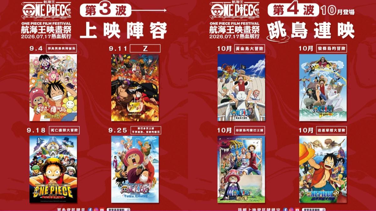 《航海王》劇場版第三、四週上映陣容。(圖/壹壹喜喜提供)