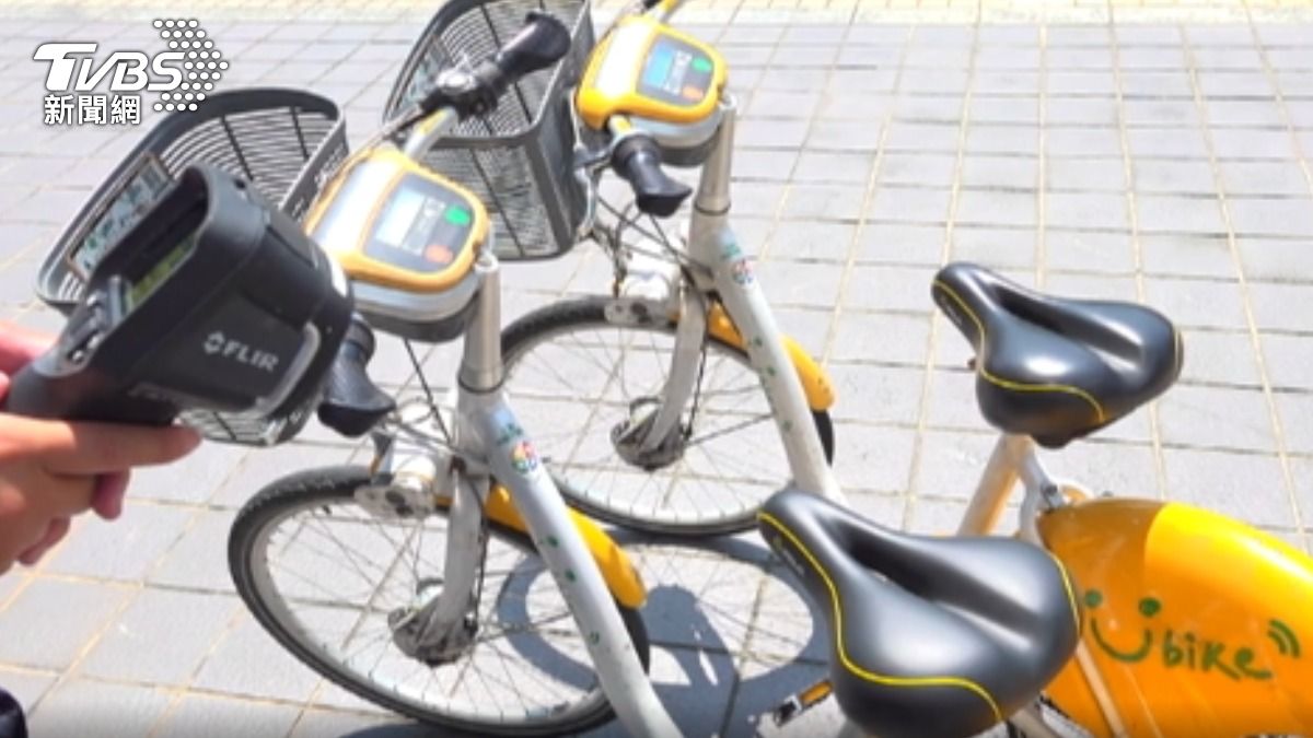 好燙! YouBike椅墊飆80度 300台測試「降溫坐墊」。(圖/TVBS)