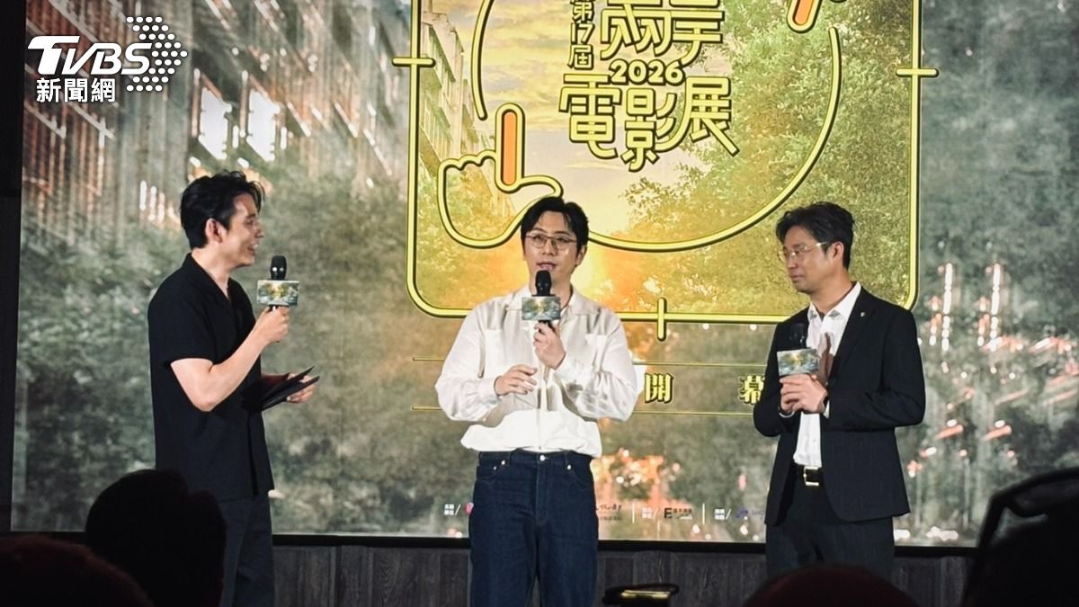 喜劇男星白客、王迅代表《長安的荔枝》來台。(圖/羅子欣攝)