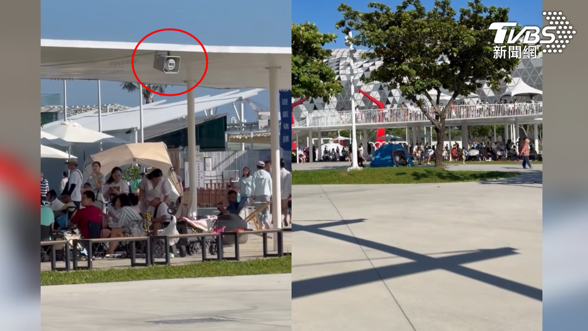 高雄星光水岸公園端午連假人潮多,一名小男童站上廣播台,用稚嫩的聲音呼喊爸爸名字,工作人員幫腔呼喊不要自己玩瘋了趕快過來。(圖/翻攝Threads@_yummy_tw)