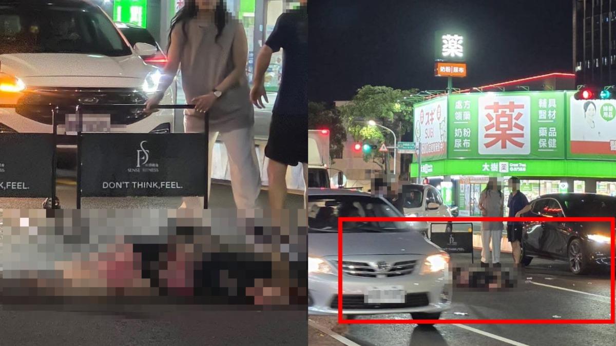 台南孕婦倒地遭車輛輾過。(圖/翻攝自記者爆料網 LINE社群)