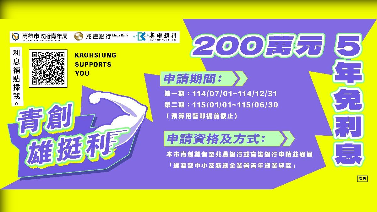最高補貼200萬元利息! 「雄挺利」7/1開跑