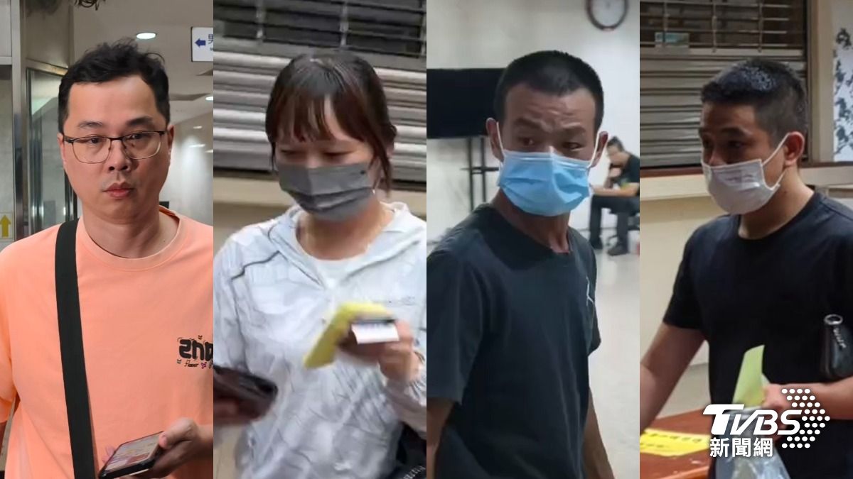 由左至右,陳俊德以10萬元交保;陳思婷、李俍德及賴郁承以5萬元交保。(圖/TVBS)
