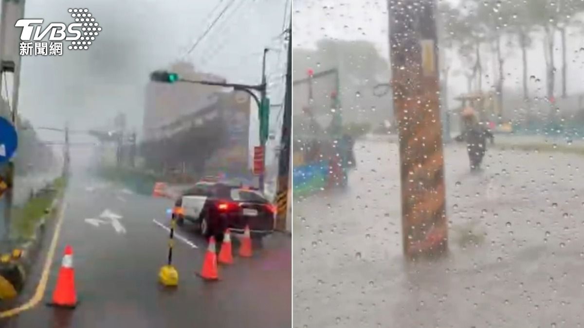 米克拉發威!新北淡水市區驚見「湍急小河」 老婦遇暴雨受困獲救