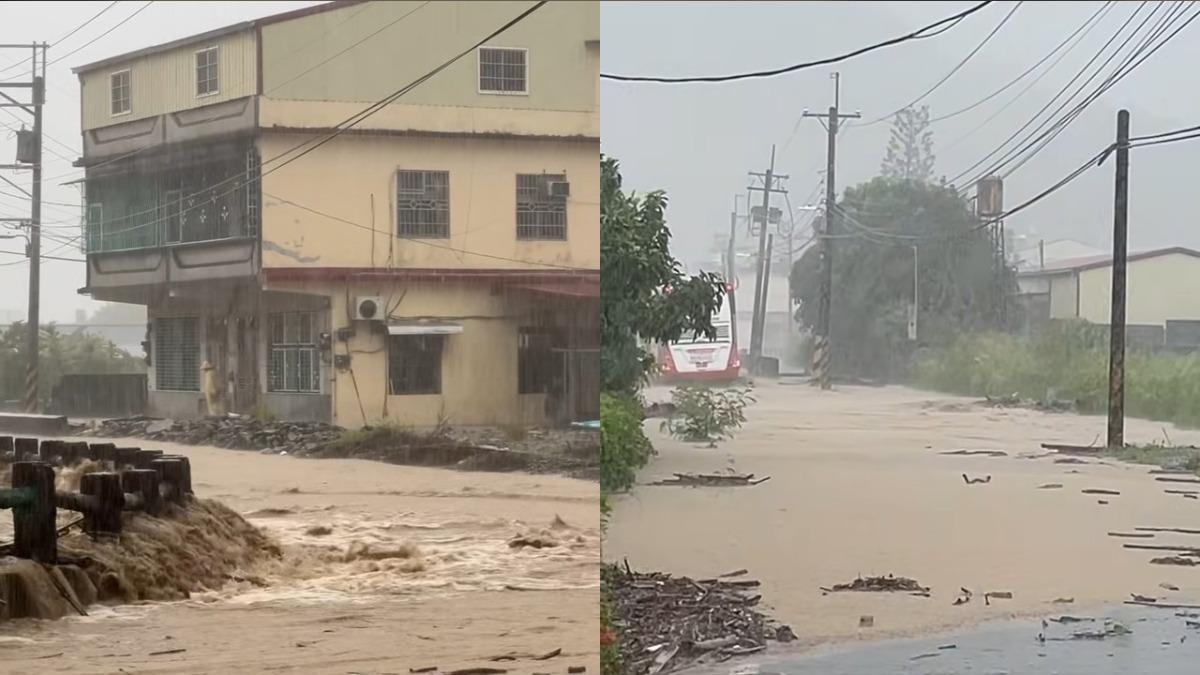快訊/米克拉雨彈狂炸!高雄旗山淹水又停電 時雨量破百毫米
