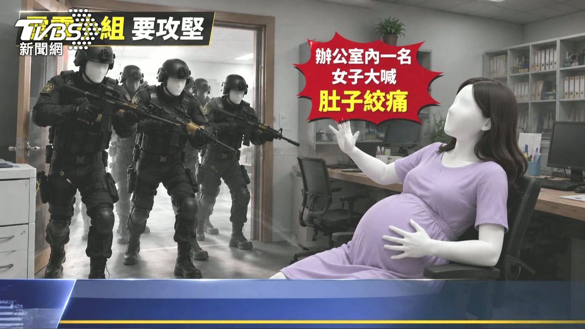 台中鐵皮屋遭攻堅 孕婦疑受驚宮縮送醫。(圖/TVBS)