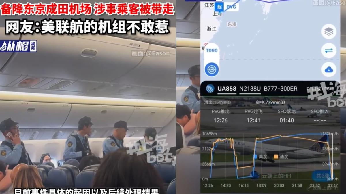 中國大媽大鬧美航班!砸空姐吐口水 迫降成田遭逮捕
