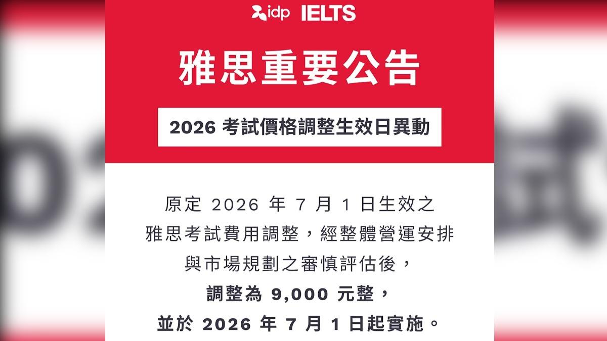 考雅思變更貴！7月起「調漲到9千元」　網傻眼：正好篩掉窮人