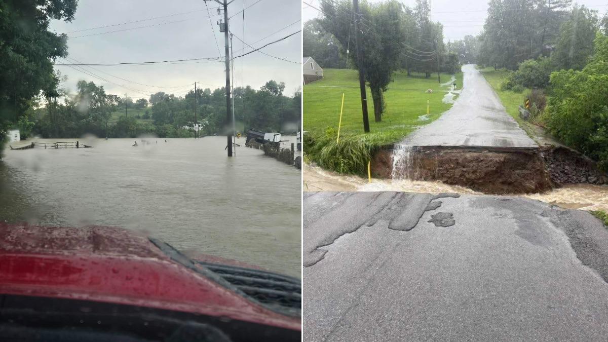 美國肯塔基州(Kentucky)27日遭遇暴雨引發的大規模洪災。(圖/翻攝自X@WeatherNowKY)