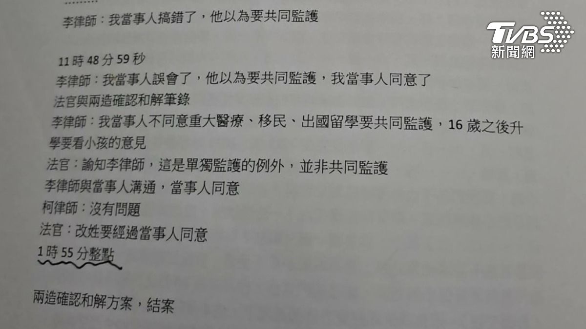 和解程序紀錄。（圖／TVBS）