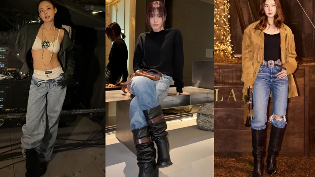 除了蔡依林之外,Jennie(左)、Momo(中)、Krystal(右)等韓星都有示範此穿搭。(圖/翻攝自IG@jennierubyjane、momo、vousmevoyez)